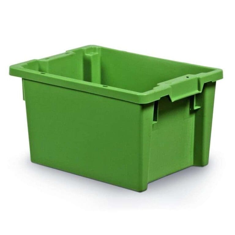 Muovilaatikko 18 L, vihreä säilytysastia valkoisella pohjalla.