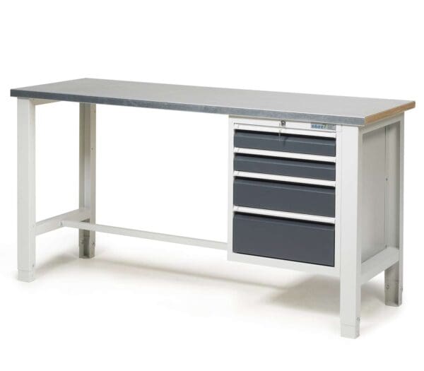 Laatikosto 22 Handy Industrial -työpöytään, työpöytä ja Handy Industrial tarjoavat työpöydän neljällä laatikolla.