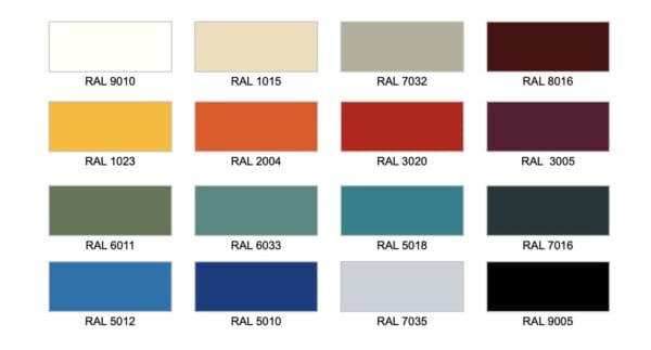 Sokkeli Handy Ewo -pukukaappiin värikartta eri värisillä maalilla.