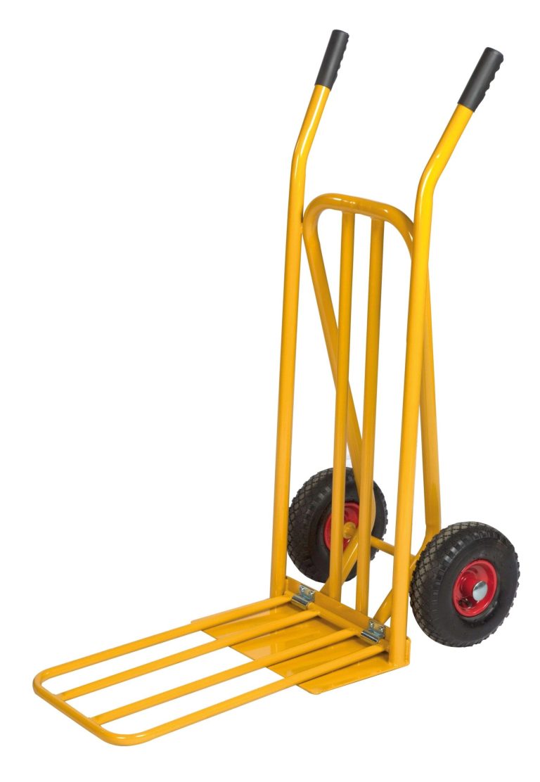 250 kg sack truck with extra-large folding toe plate and yellow powder-coated frame