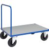 Series single-ended platform truck with blue steel frame and galvanised steel deck