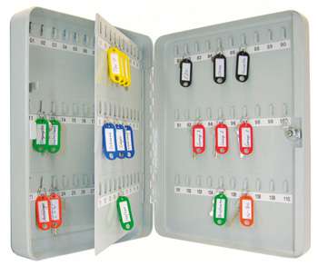 Metallinen avainkaappi erivärisillä avaimilla on täydellinen ratkaisu avainten järjestämiseen ja seurantaan.