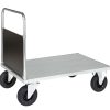 600 Series platform truck with one end panel, galvanised steel deck and solid rubber castors
