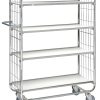 8000 Series 4-shelf order picking trolley with side mesh and swivel castors
