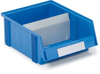 Sininen muovinen säilytysastia välilevyillä on Välilevy laatikkoon 1950.