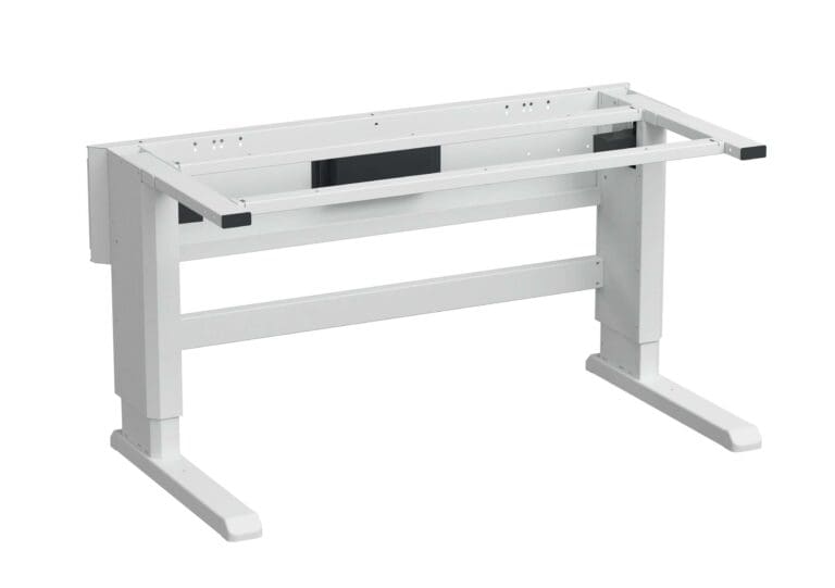 Kuva valkoisesta työpöydästä Moottorisäätöinen Concept-työpöydän runko-alustalla.