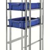 Adjustable Euro container trolley with electro-galvanised frame and blue EUR boxes