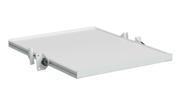 Adjustable shelf for Treston WTR trolley with a laminate surface and front retaining lip