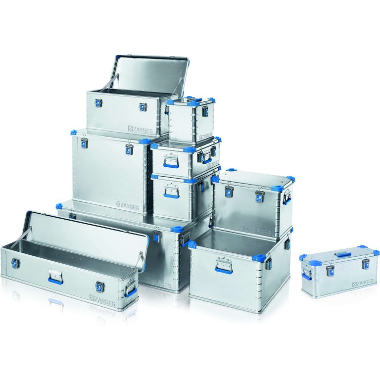 Stapelbara Eurobox aluminiumlådor i flera storlekar, 27–239 liter