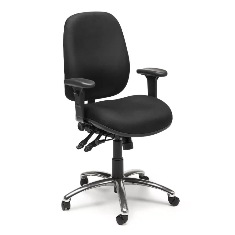 Apollo 180 kg heavy duty office chair with adjustable armrests and polished aluminium base
