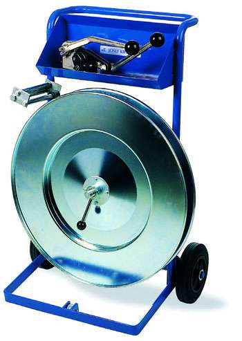 Bandvagn JK 407 för stålband med spolbroms och förvaringslåda