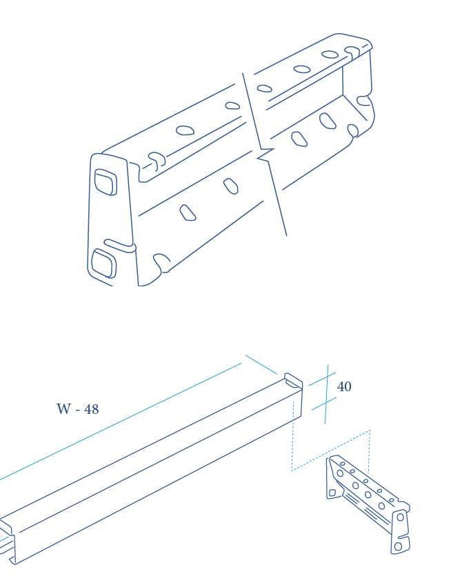 Constructor HI280 bärbalk i galvaniserat stål till HI280 hyllställ