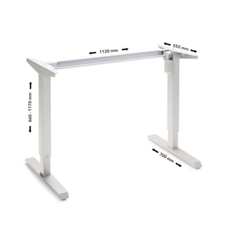 Basic 2-leg electric height-adjustable desk frame in grey for 1200-1800 x 800 mm desktops