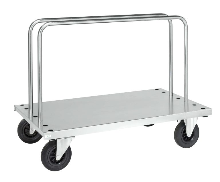 400 Series board trolley with steel sheet platform and support bars