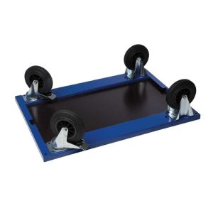 Optional braked castor set for platform trolley with two fixed castors and two swivel castors