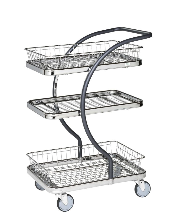 C-line korgvagn 96302 med tre hyllplan och fyra länkhjul