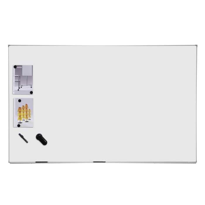 CeramicSteel magnetic enamel whiteboard with aluminium frame, pen tray, marker and magnets