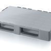 Cleanroom plastic Euro pallet 1200 x 800 mm in grey HDPE with smooth top deck