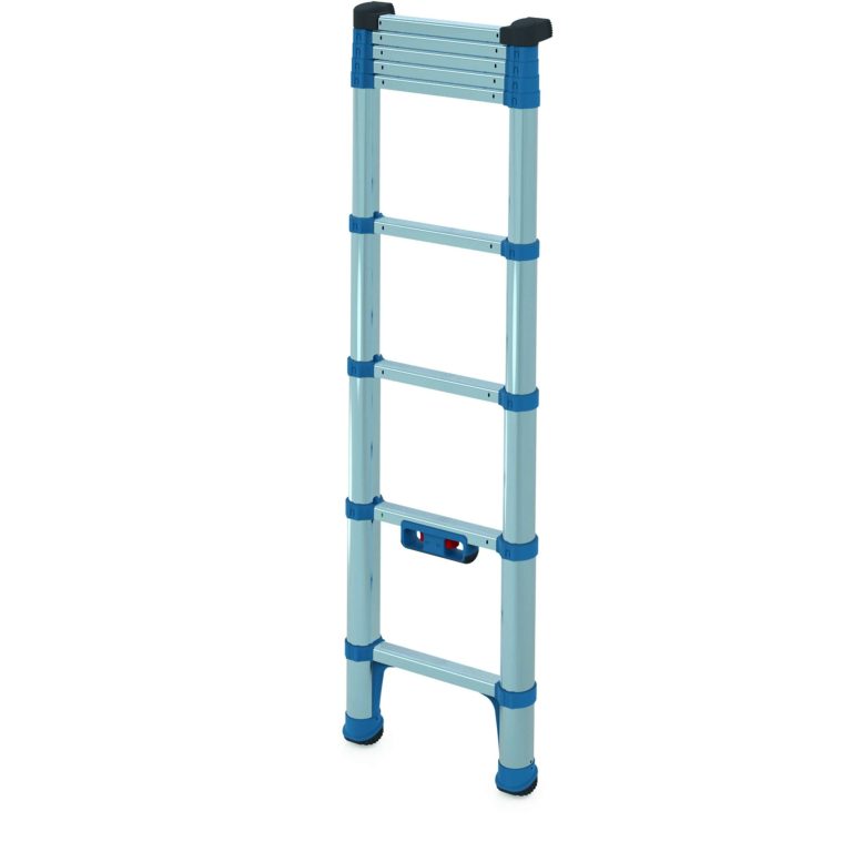 Compactstep teleskopstege i anodiserat aluminium hopskjuten