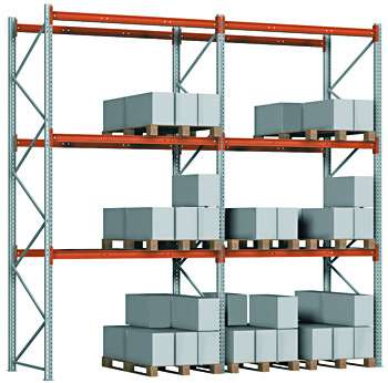 Constructor P90 pallställ system med 16 EUR‑pallplatser, orange bärbalkar