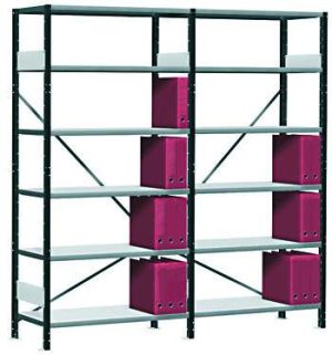 Constructor S90 småvaruhylla 2 sektioner – plåthylla/hyllställ för lager och verkstad