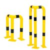 Yellow and black 90° corner protection barrier in steel with base plates