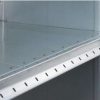 Close-up of galvanised steel shelf panels on Dexion HI280 small parts shelving