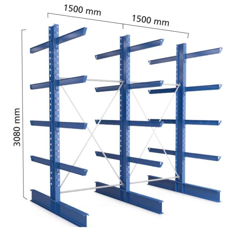 Dexion K40 medium-duty double-sided cantilever rack for long goods storage