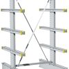 Dexion light-duty double-sided cantilever racking bay with 2 uprights for bar and pipe storage