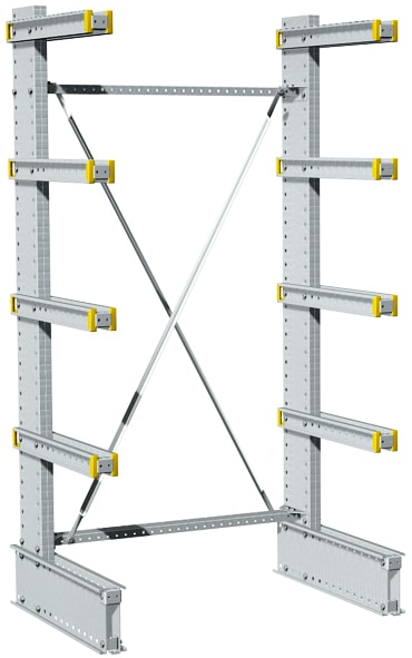 Dexion light-duty single-sided cantilever racking bay with two uprights and cantilever arms