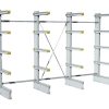 Dexion light duty single-sided cantilever racking with four uprights, galvanised long goods storage rack