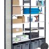 Dexion S90 cross bracing installed on a small parts shelving frame