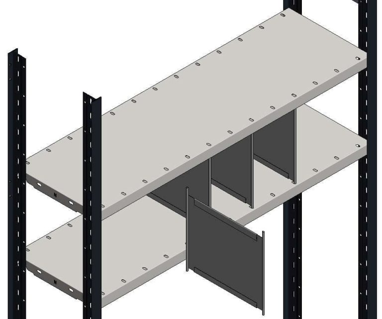 Shelf divider panels for Dexion S90 small parts shelving