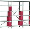Dexion S90 3-bay small parts shelving with steel shelves and cross bracing