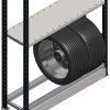 Dexion S90 tyre shelf level storing car tyres in a shelving bay