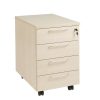 Economy 4 drawer mobile pedestal in birch finish with lockable drawers and castors