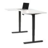 Economy Flex L-shaped electric height-adjustable desk with black frame and birch worktop