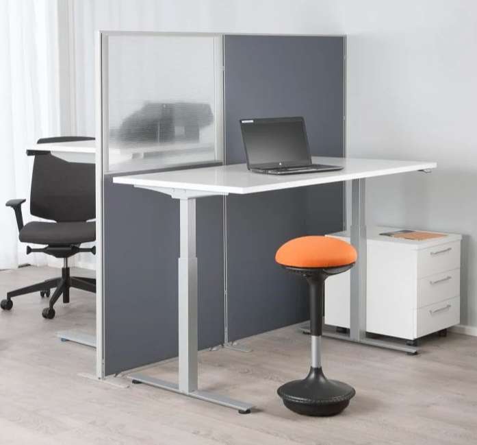 Dark grey Economy office partition screens with translucent acrylic windows
