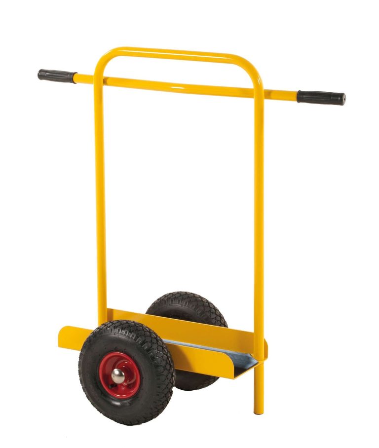 Yellow ERGO board trolley with ergonomic handle and pneumatic tyres for sheet materials