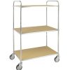 Tall ESD shelf trolley with 3 shelves and four swivel castors