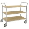 3-shelf ESD table trolley with push handles at both ends and swivel castors