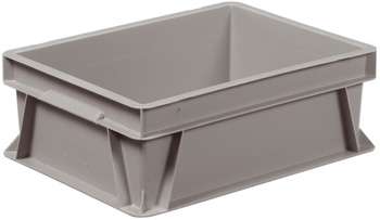 Grey solid Euro container 400 x 300 x 145 mm, 13 L polypropylene plastic box for storage and transport