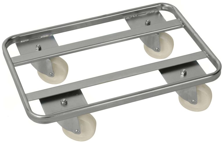 Electro-galvanised steel Euro container dolly with four swivel nylon castors