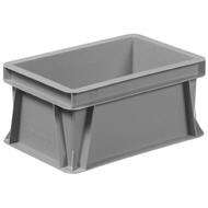 Solid grey Euro stacking container 300 x 200 x 145 mm for warehouse storage and transport