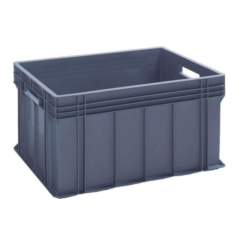Grå euroback i HD-polyeten med handtagshål och slät botten