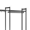 Extend coat rack hanger rail in dark grey steel mounted between rack frames
