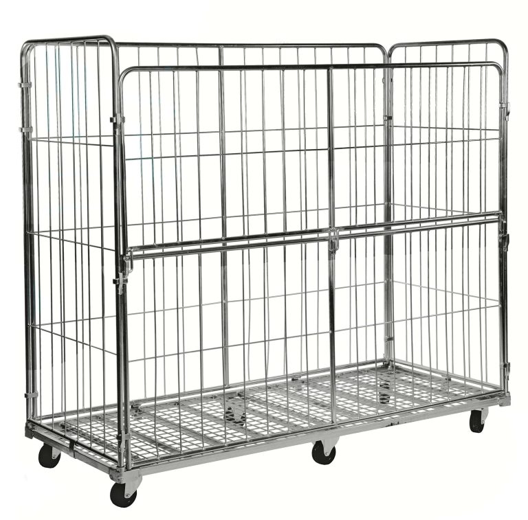 Extra large 4-sided roll container with removable half gate