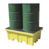 Gul Heavy Duty-fatpall i polyeten med två stående 200-litersfat