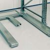 U-shaped floor-mounted pallet pull-out unit installed in pallet racking, galvanised steel