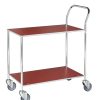 Fully welded 2-shelf serving trolley with red shelves and electro-galvanised frame